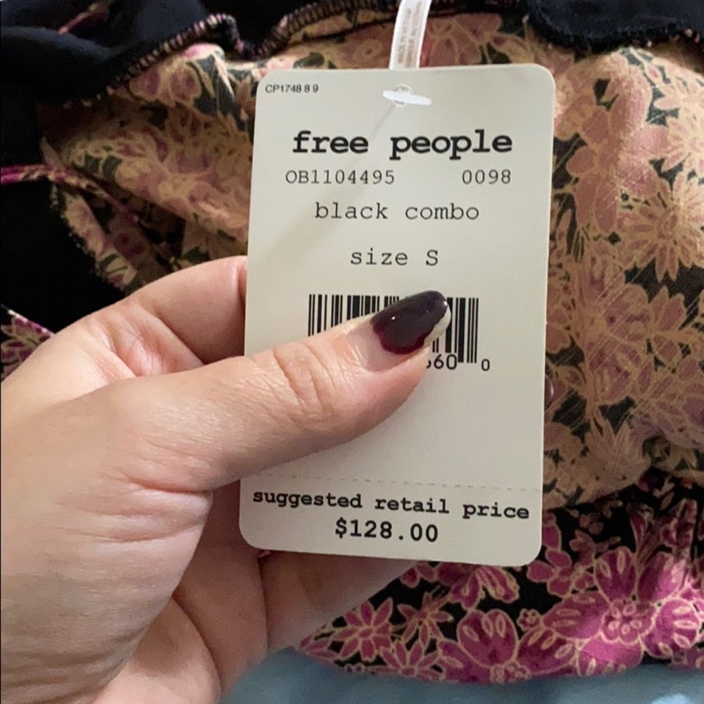 Free People Boho Bon Voyage Maxi Dress in black with bright pink florals - Picture 14 of 16